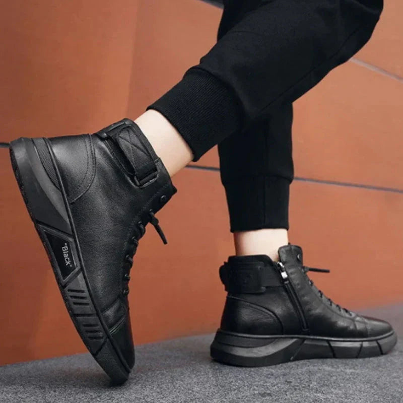 "BLACK" Phantom Premium Leder Sneaker