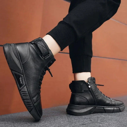 "BLACK" Phantom Premium Leder Sneaker