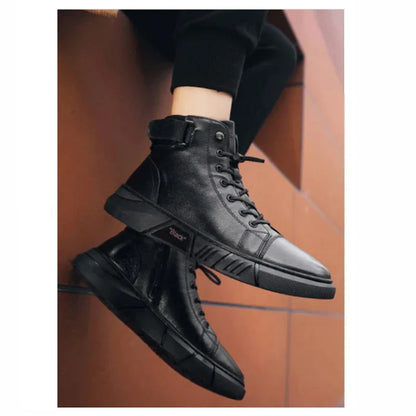 "BLACK" Phantom Premium Leder Sneaker