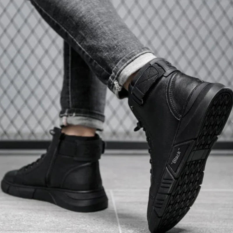 "BLACK" Phantom Premium Leder Sneaker
