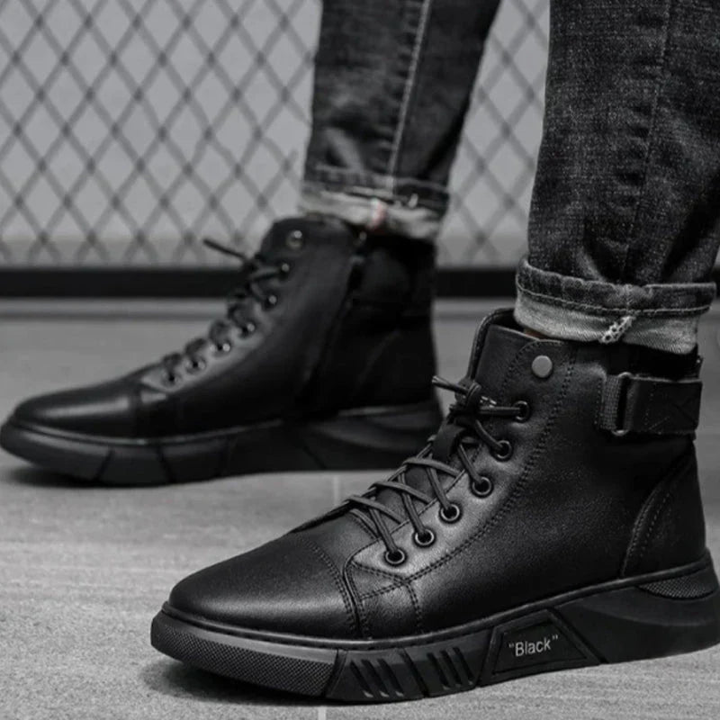 "BLACK" Phantom Premium Leder Sneaker