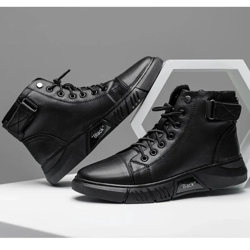 "BLACK" Phantom Premium Leder Sneaker