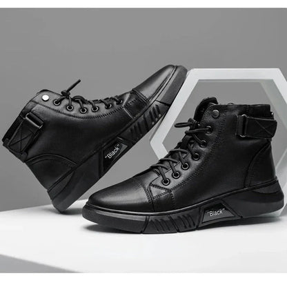 "BLACK" Phantom Premium Leder Sneaker