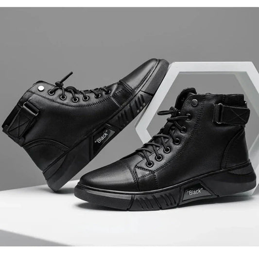 "BLACK" Phantom Premium Leder Sneaker