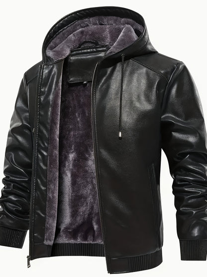 Leder Jacke Kapuzenpulli