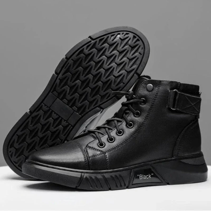 "BLACK" Phantom Premium Leder Sneaker
