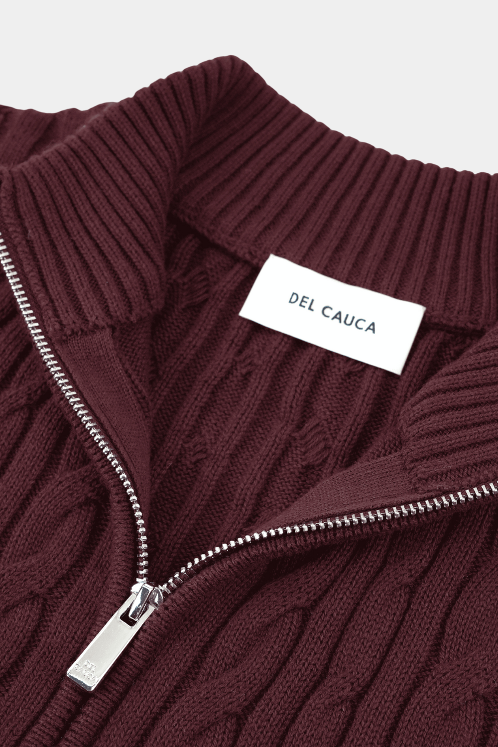 BURGUNDY CABLE KNIT FULL ZIP