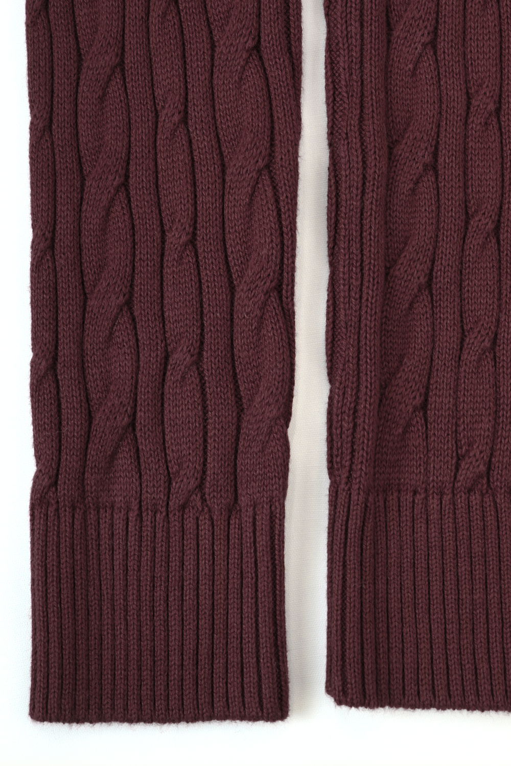 BURGUNDY CABLE KNIT FULL ZIP