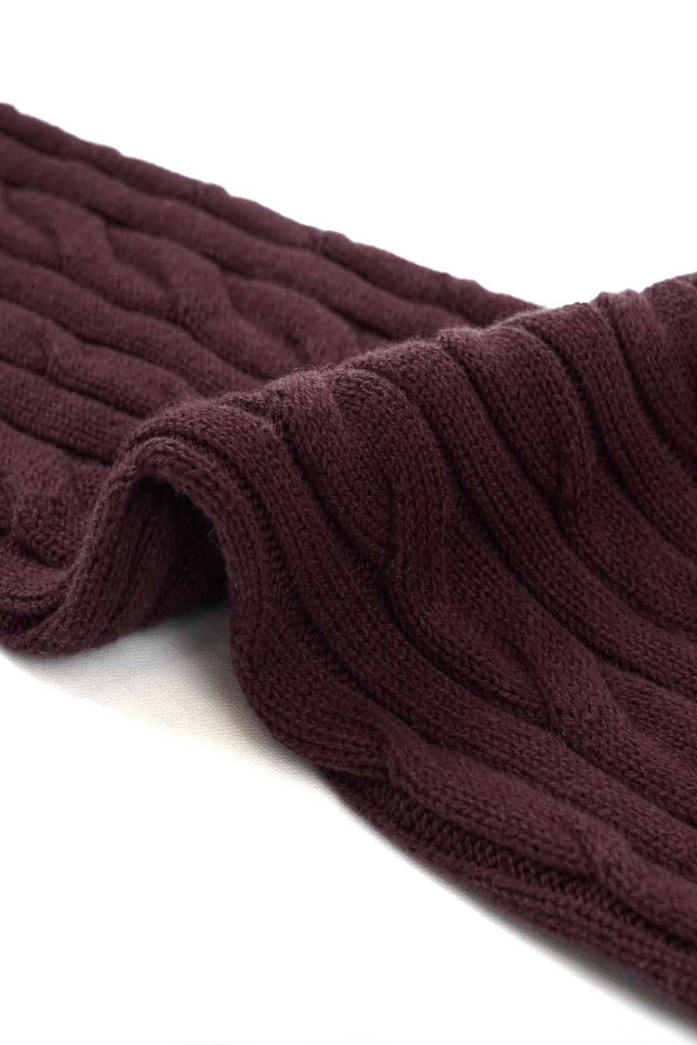 BURGUNDY CABLE KNIT FULL ZIP