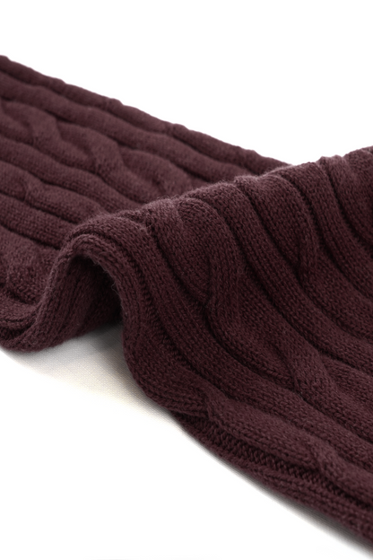 BURGUNDY CABLE KNIT FULL ZIP