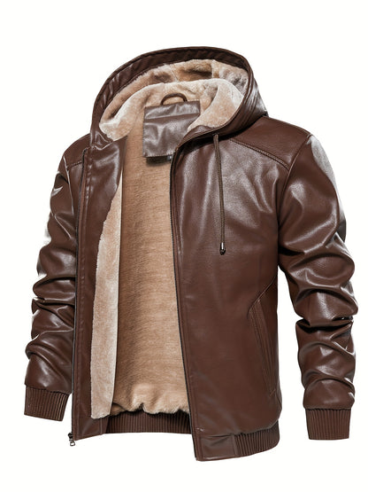 Leder Jacke Kapuzenpulli