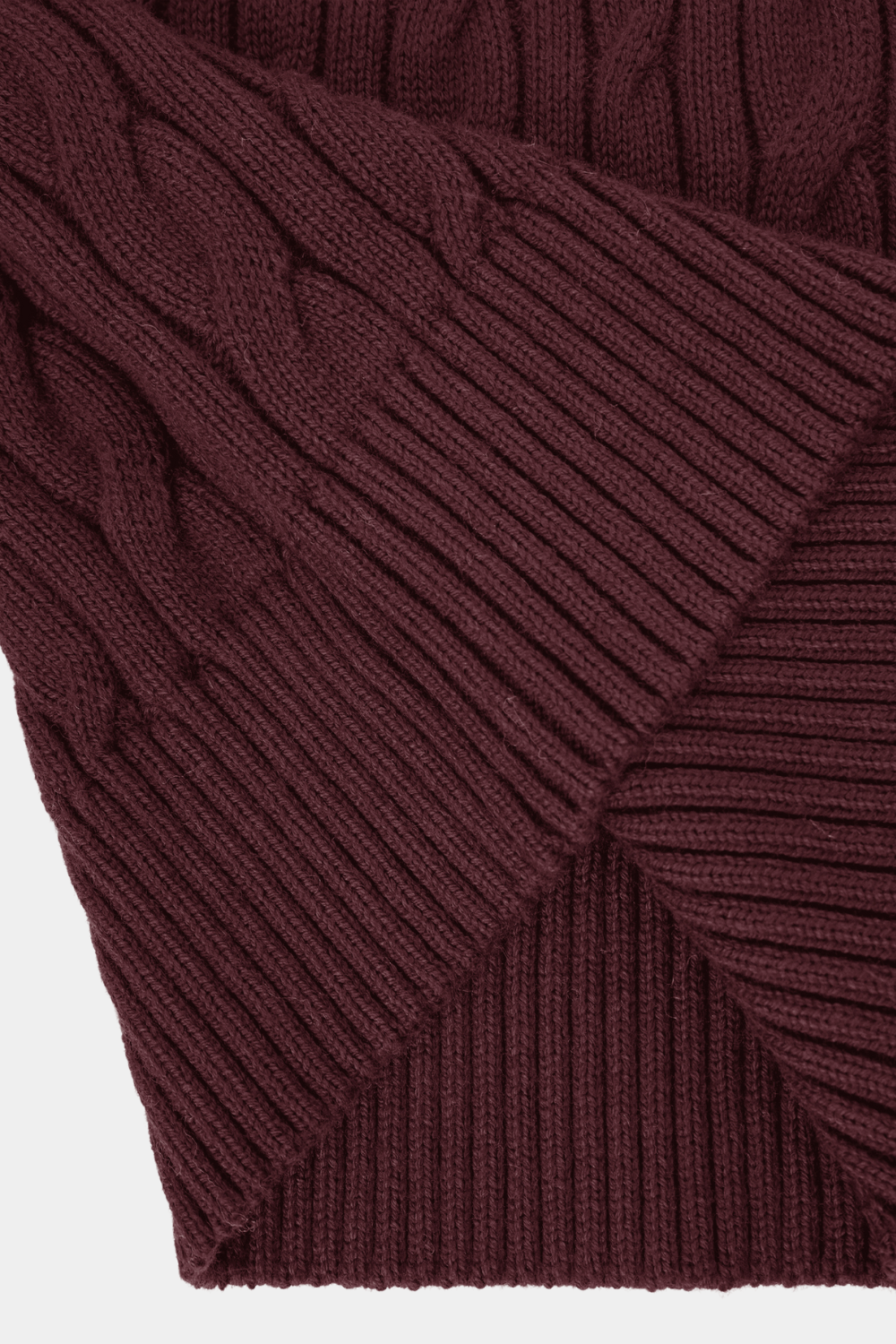 BURGUNDY CABLE KNIT FULL ZIP