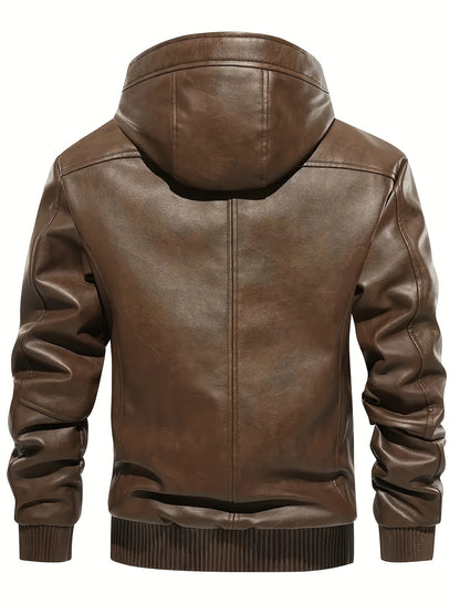 Leder Jacke Kapuzenpulli