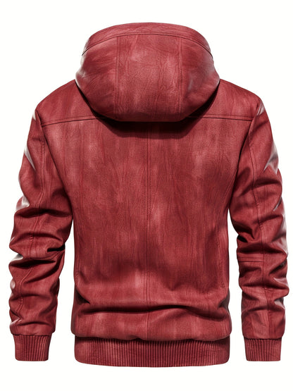 Leder Jacke Kapuzenpulli