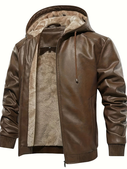 Leder Jacke Kapuzenpulli