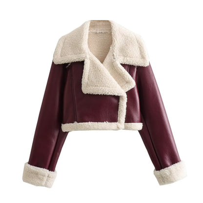 Leder Pelz Mantel