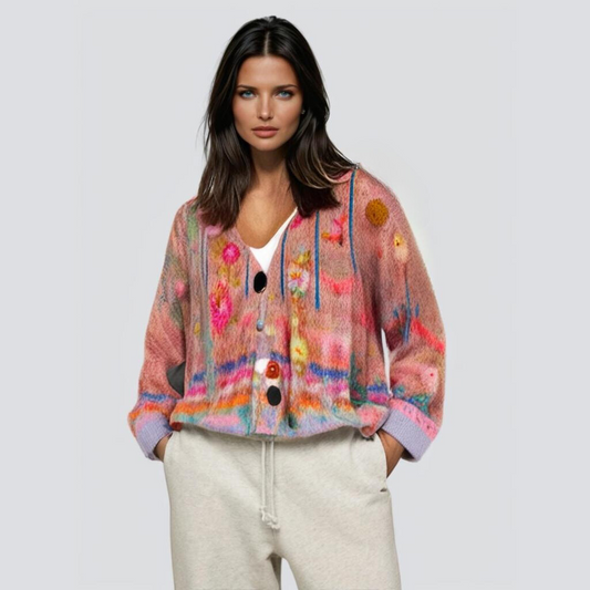 GIORGIA - Cardigan lavorato a maglia morbido e colorato