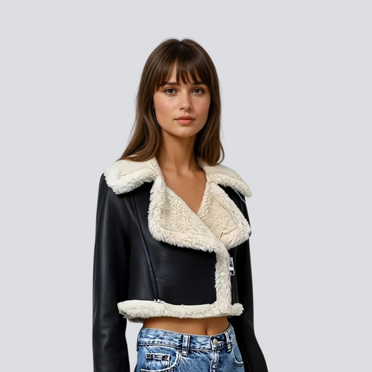 Leder Pelz Mantel