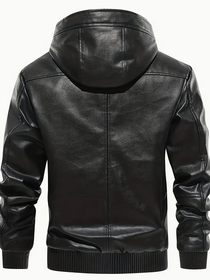 Leder Jacke Kapuzenpulli