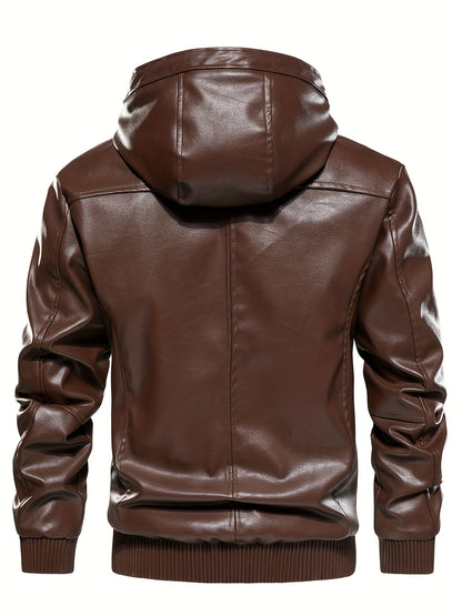 Leder Jacke Kapuzenpulli