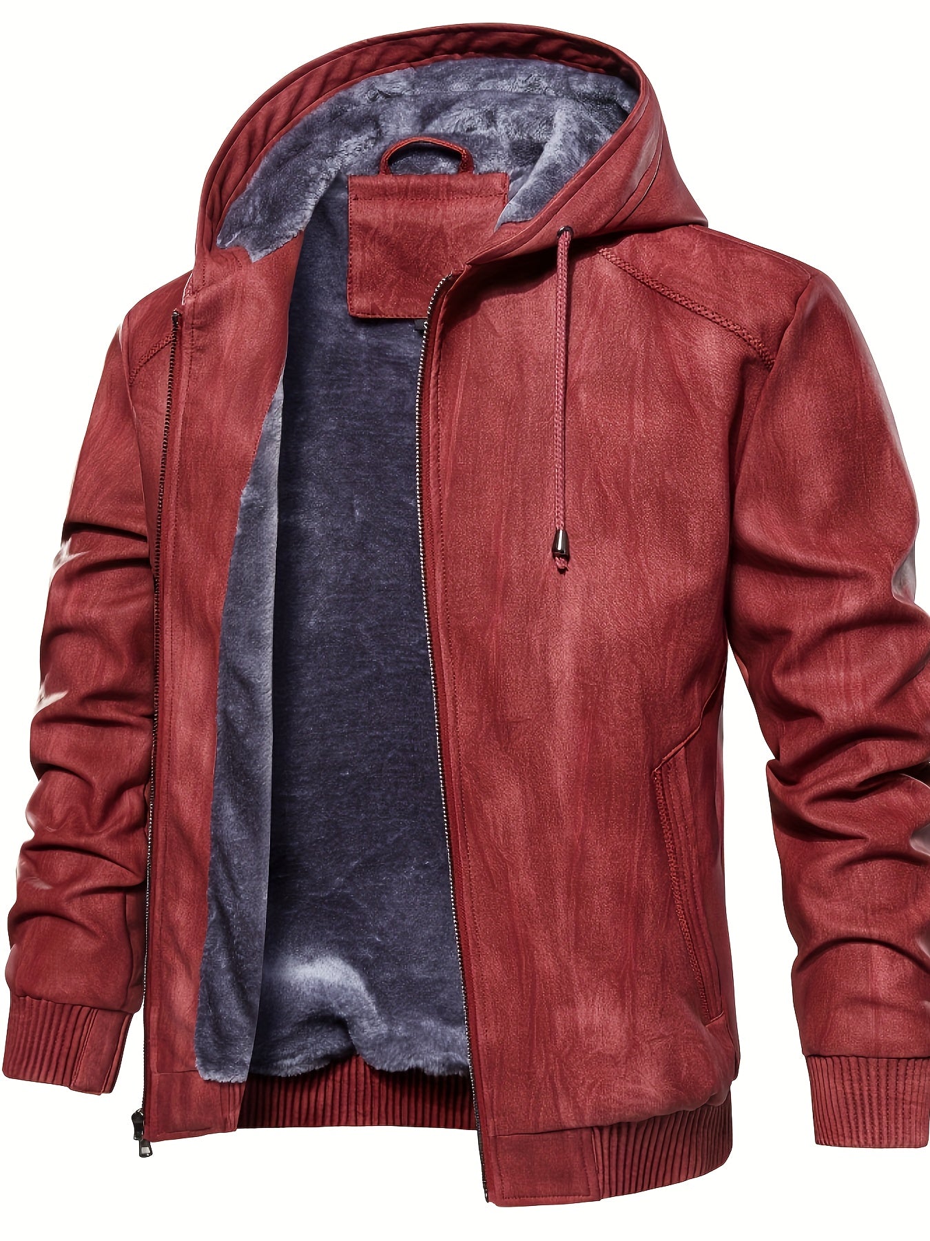 Leder Jacke Kapuzenpulli
