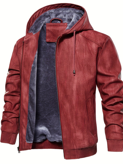 Leder Jacke Kapuzenpulli