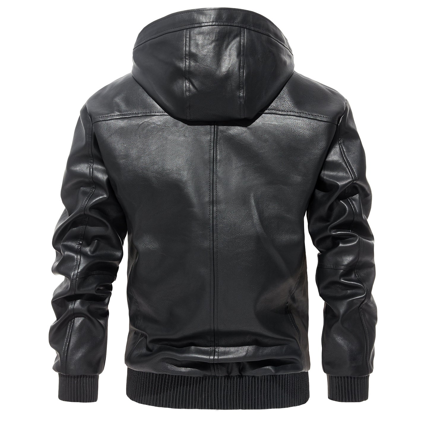 Karierte Leder Jacke Kapuzenpulli