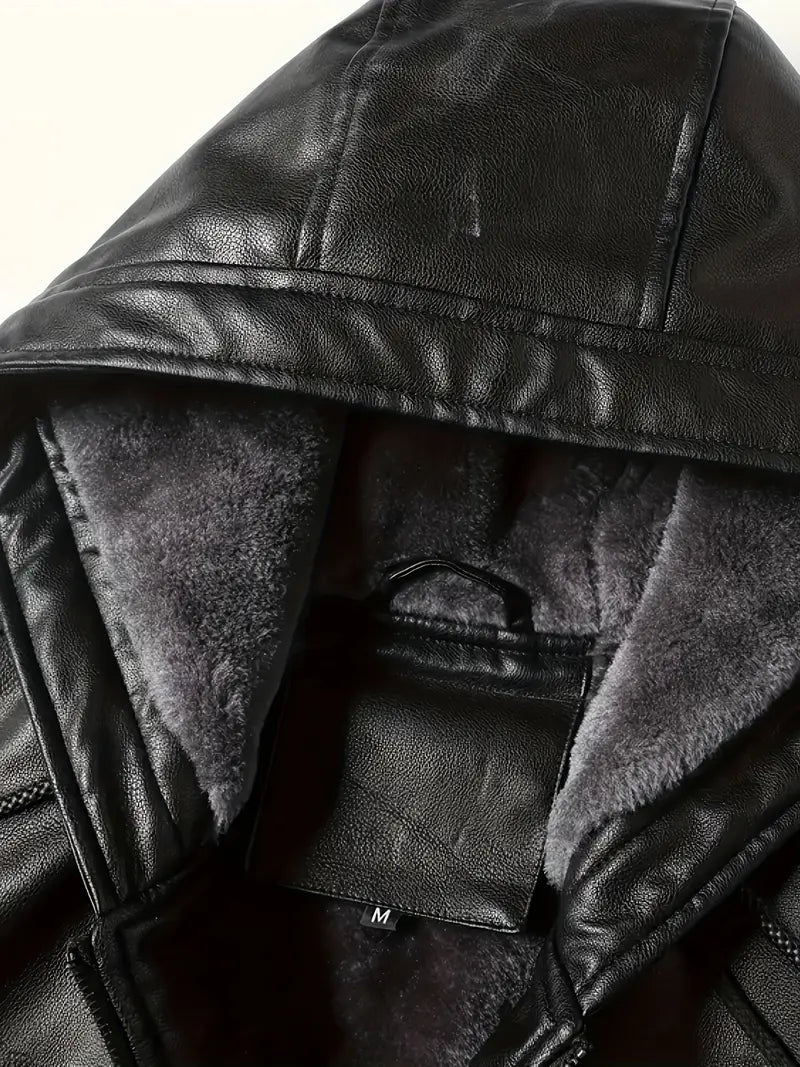 Leder Jacke Kapuzenpulli