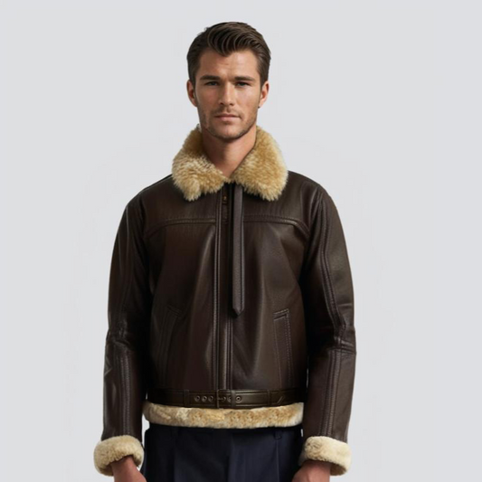 Schwere Pelzlederjacke