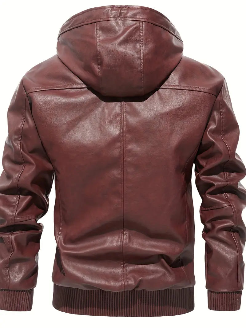 Karierte Leder Jacke Kapuzenpulli