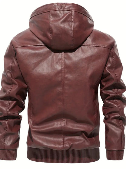 Karierte Leder Jacke Kapuzenpulli