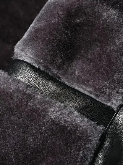 Leder Jacke Kapuzenpulli